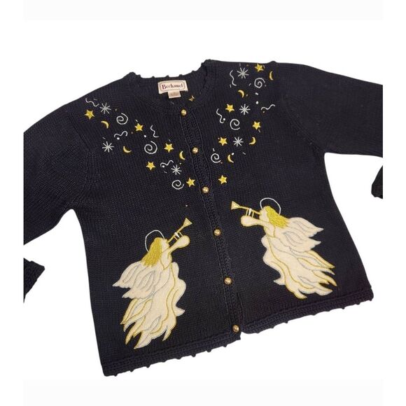 Vintage Bechamel Christmas Angel Knit Sweater Cardigan Womens Medium Oversized E - Picture 1 of 4